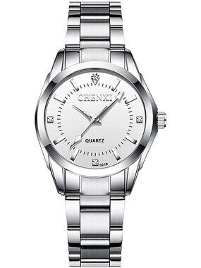 Women's White Analog Quartz Silver Stainless Steel Luminous Waterproof Watch
